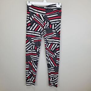 American Firefighter Flag Polyester‎ Spandex Ankle Leggings Size M